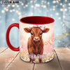 Joycorners Red Angus Cow Pink Bow Custom Name Mug