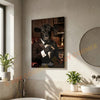 Joycorners Black Angus Luxury Tuxedo Gentleman Cigar Library Scene Personalized Name Wall Art Canvas