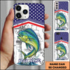 Joycorners Fishing American Flag Nautical Sketch Style Personalized Name Phone Case (10 Fish Species)
