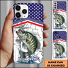 Joycorners Fishing American Flag Nautical Sketch Style Personalized Name Phone Case (10 Fish Species)