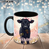 Joycorners Black Angus Cow Pink Bow Personalized Mug