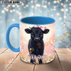 Joycorners Black Angus Cow Pink Bow Personalized Mug
