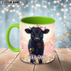 Joycorners Black Angus Cow Pink Bow Personalized Mug