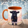 Joycorners Black Angus Cow Pink Bow Personalized Mug