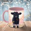 Joycorners Black Angus Cow Pink Bow Personalized Mug