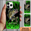 Joycorners Neon Green Flame Black Background Art Personalized Name Phone Case (8 Fish Species)