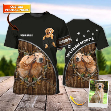 Joycorners Golden Retriever Love 3D Custom Name And Dog Full Print Shirts