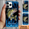 Joycorner Fishing Blue Flame Smoke Background Personalized Name 3D Phone Case (10 Fish Species)