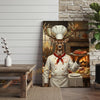 Joycorners Deer Chef in White Uniform Serving Steak beside Fireplace Wrapped Canvas Wall Art