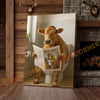 Joycorner Jersey Cow Bathroom Reading Newspaper 3D Wrapped Canvas