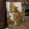 Joycorner Jersey Cow Bathroom Reading Newspaper 3D Wrapped Canvas