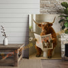 Joycorner Texas Longhorn Bathroom Reading Newspaper 3D Wrapped Canvas