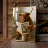 Joycorner Texas Longhorn Bathroom Reading Newspaper 3D Wrapped Canvas