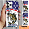 Joycorners Fishing American Flag Nautical Sketch Style Personalized Name Phone Case (10 Fish Species)