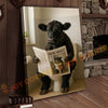 Joycorner Betled Galloway Cow Bathroom Reading Newspaper 3D Wrapped Canvas