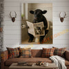 Joycorner Betled Galloway Cow Bathroom Reading Newspaper 3D Wrapped Canvas