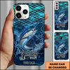 Joycorners Fishing Phone Case Fish Scale Pattern Splash Design Personalized Name 3D Phone Case (10 Fish Species)