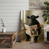Joycorner Black Angus Cow Bathroom Reading Newspaper 3D Wrapped Canvas