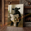 Joycorner Black Angus Cow Bathroom Reading Newspaper 3D Wrapped Canvas