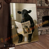Joycorner Black Angus Cow Bathroom Reading Newspaper 3D Wrapped Canvas