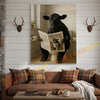 Joycorner Black Angus Cow Bathroom Reading Newspaper 3D Wrapped Canvas