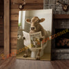 Joycorner Brown Swiss Cow Bathroom Reading Newspaper 3D Wrapped Canvas