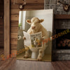 Joycorner Charolais Cow Bathroom Reading Newspaper 3D Wrapped Canvas