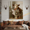 Joycorner Hereford Cow Bathroom Reading Newspaper 3D Wrapped Canvas