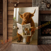 Joycorner Highland Cow Bathroom Reading Newspaper 3D Wrapped Canvas