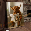 Joycorner Highland Cow Bathroom Reading Newspaper 3D Wrapped Canvas