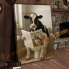 Joycorner Holstein Cow Bathroom Reading Newspaper 3D Wrapped Canvas