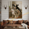 Joycorner Holstein Cow Bathroom Reading Newspaper 3D Wrapped Canvas