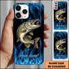 Joycorner Fishing Blue Flame Smoke Background Personalized Name 3D Phone Case (10 Fish Species)