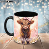 Joycorners Cute Highland Cow Pink Bow Custom Name Mug