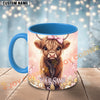 Joycorners Cute Highland Cow Pink Bow Custom Name Mug