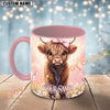 Joycorners Cute Highland Cow Pink Bow Custom Name Mug