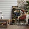 Joycorner Black Angus Cow With Santa Claus Christmas Scene 3D Wrapped Canvas
