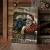 Joycorner Black Angus Cow With Santa Claus Christmas Scene 3D Wrapped Canvas