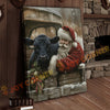Joycorner Black Angus Cow With Santa Claus Christmas Scene 3D Wrapped Canvas
