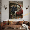 Joycorner Black Angus Cow With Santa Claus Christmas Scene 3D Wrapped Canvas
