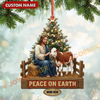 Joycorners Christmas Gifts Jesus & Cow Ornament, Custom Name Acrylic Ornament (10 Breed Options)