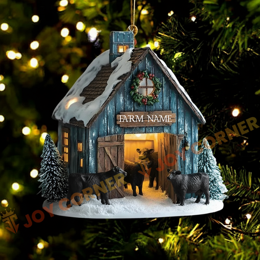 Joycorners Christmas Snow Farm Cow Custom Name Ornament, Acrylic Ornament (8 Breed Options)