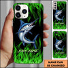 Joycorners Neon Green Flame Black Background Art Personalized Name Phone Case (8 Fish Species)