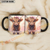 Joycorners Cute Highland Cow Pink Bow Custom Name Mug