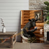 Joycorner Black Angus Cow Bathroom Using Phone Rustic Cabin 3D Wrapped Canvas