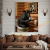 Joycorner Black Angus Cow Bathroom Using Phone Rustic Cabin 3D Wrapped Canvas