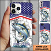 Joycorners Fishing American Flag Nautical Sketch Style Personalized Name Phone Case (10 Fish Species)