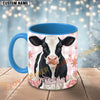 Joycorners Black and White Holstein Cow Pink Plaid Flowers Custom Name Mug