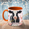 Joycorners Black and White Holstein Cow Pink Plaid Flowers Custom Name Mug