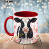 Joycorners Black and White Holstein Cow Pink Plaid Flowers Custom Name Mug